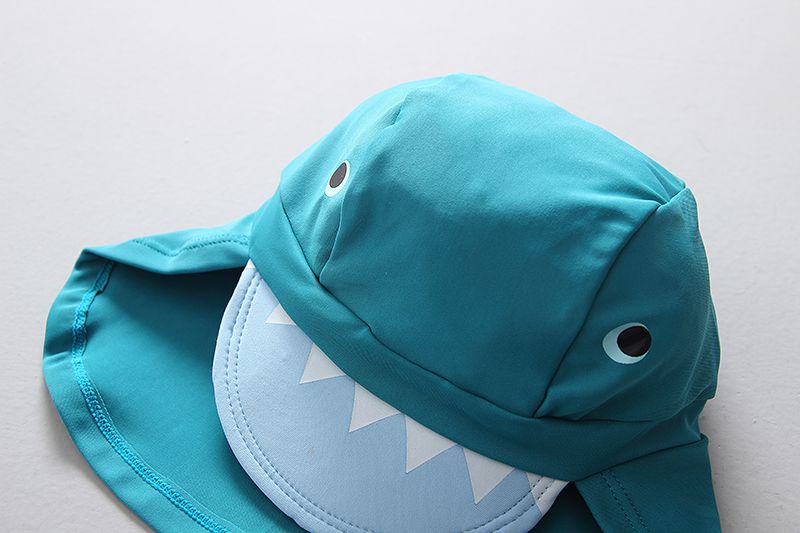 男寶短袖泳裝套裝(附帽子)-微笑恐龍-淺藍+綠