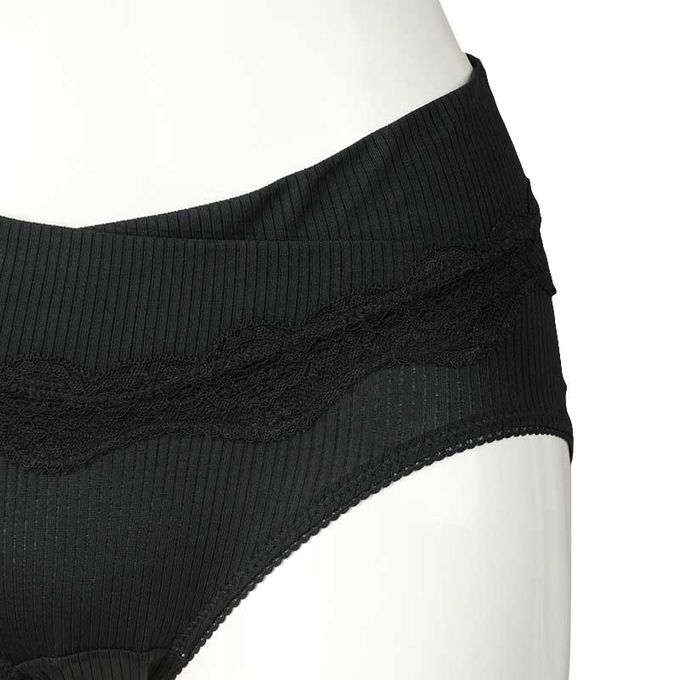 akachan honpo - 腹部交叉設計內褲-羅紋-黑色