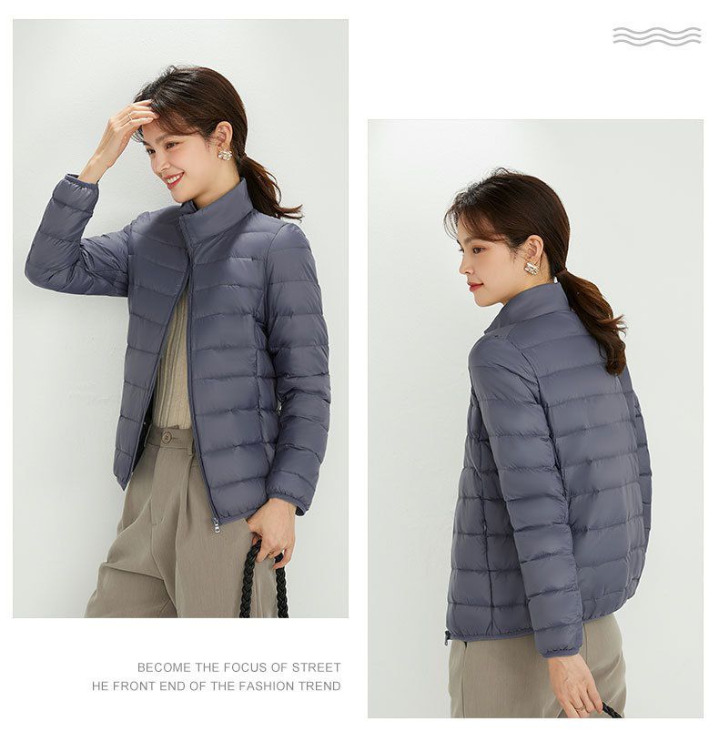 成人輕薄立領羽絨外套(女款)-淺灰色