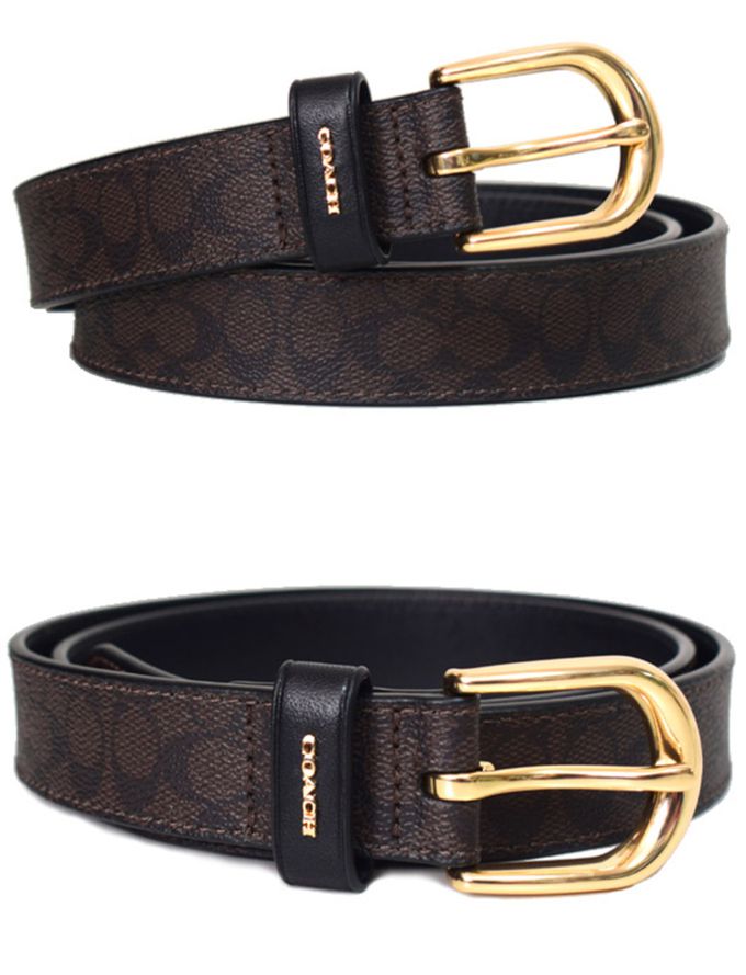 COACH - 滿版LOGO-PVC皮帶 (深咖)