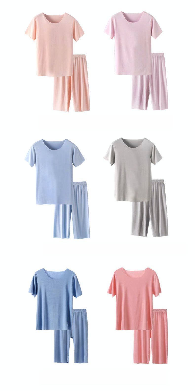 MAMDADKIDS - 素色短袖套裝/家居服-淺藍色