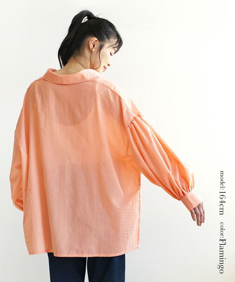 日本 zootie - 慵懶感透膚氣球袖落肩上衣-寧靜白