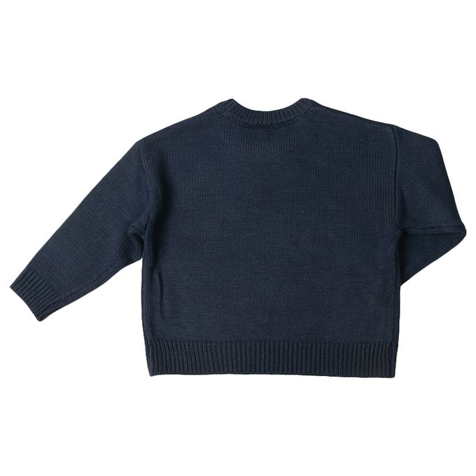 akachan honpo - 針織休閒上衣-緹花-深藍色