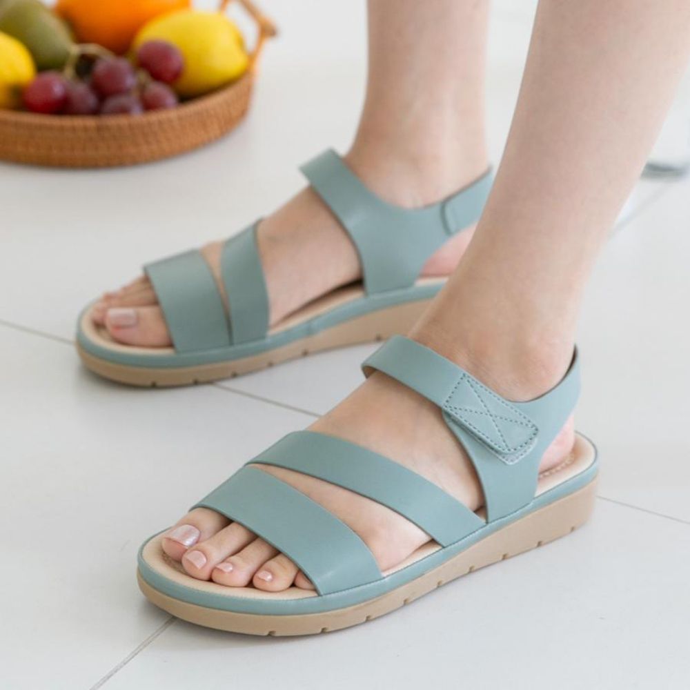 [輕彈麵包鞋]專利設計軟底休閒涼鞋(2.5cm)-藍