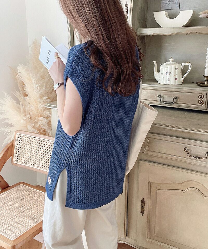 日本 Classical Elf - 百搭清新鉤針無袖上衣/背心-黑