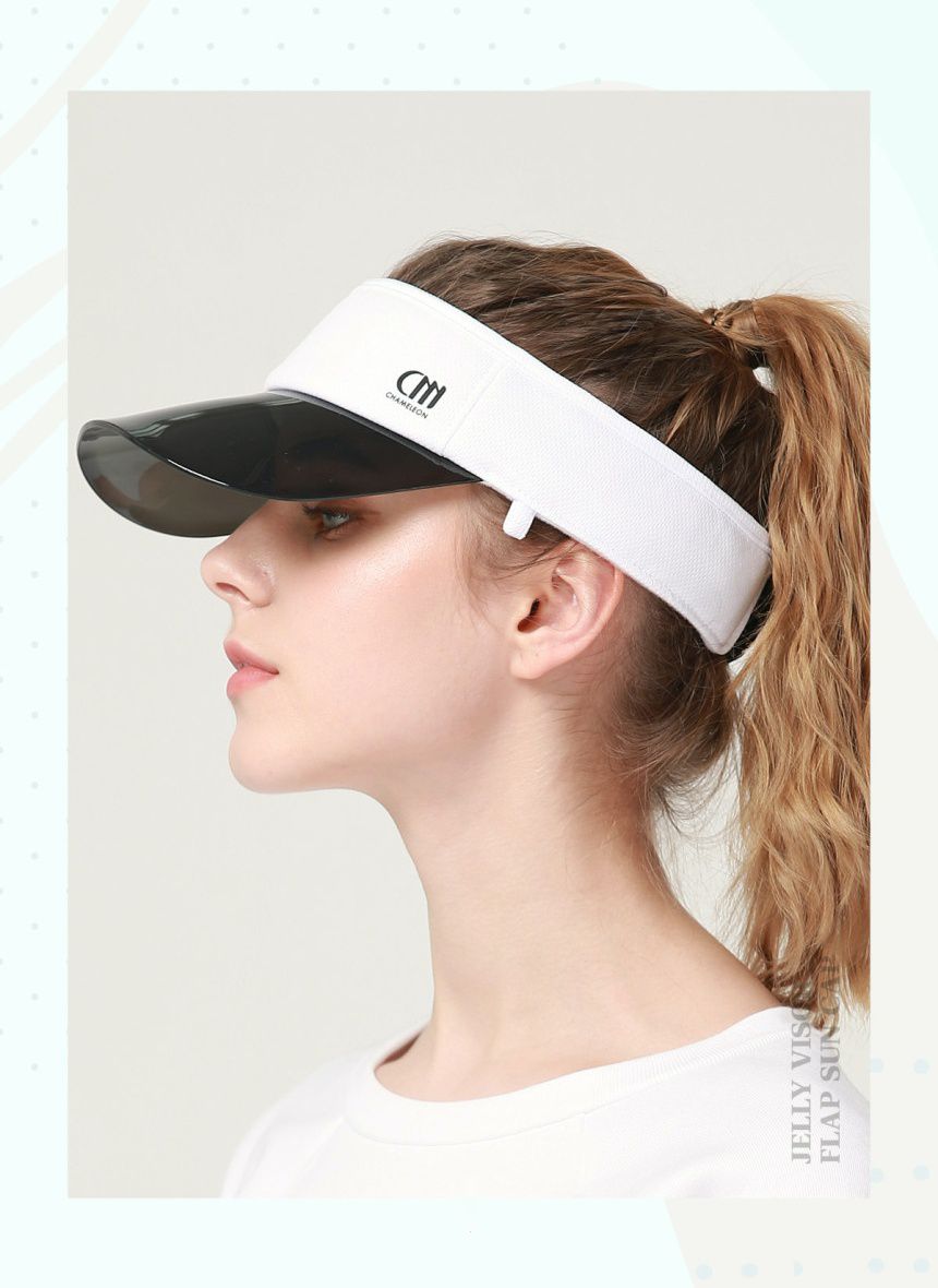 韓國 CHAMELEON - UPF50+防曬板鴨舌帽(含遮脖巾)-白