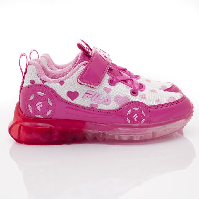 FILA - 賽車造型電燈運動鞋-7-J452X-515粉(中大童段)-運動鞋-粉