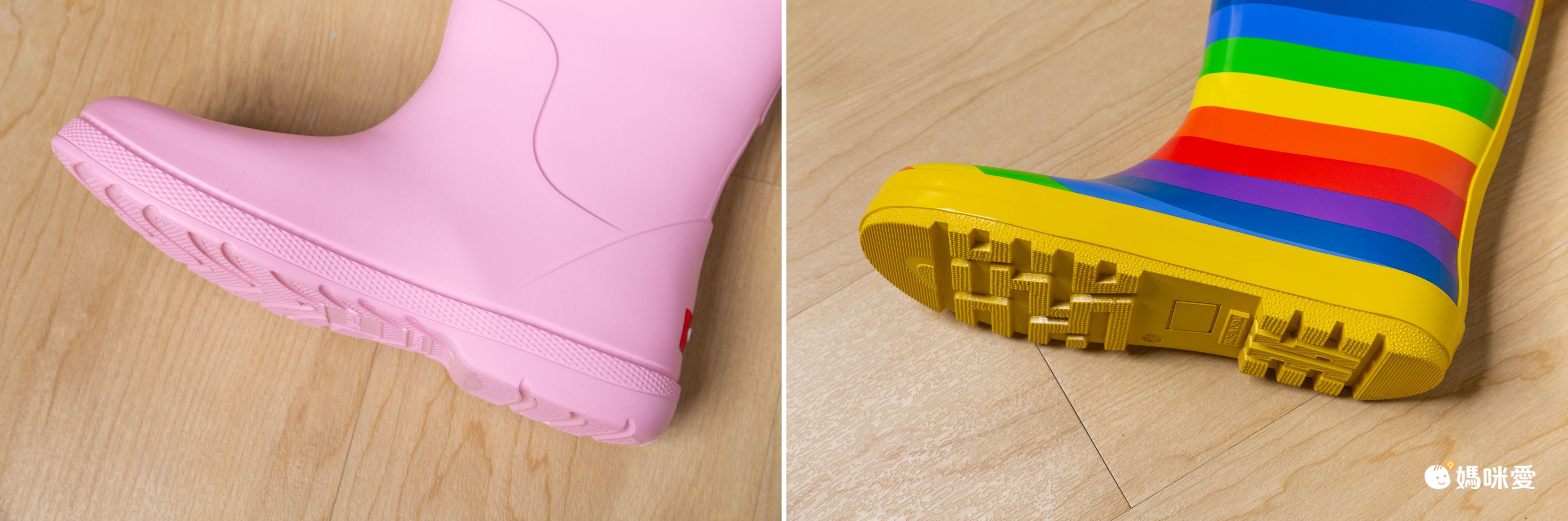 韓國 OZKIZ - 兒童橡膠防滑刻紋雨鞋-彩虹