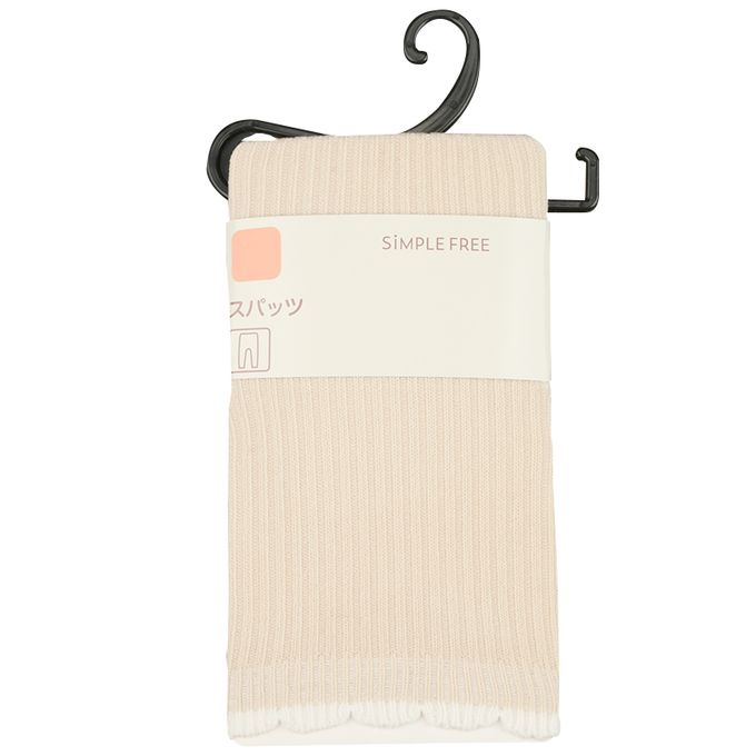 akachan honpo - 羅紋內搭褲-花邊下擺-象牙白色