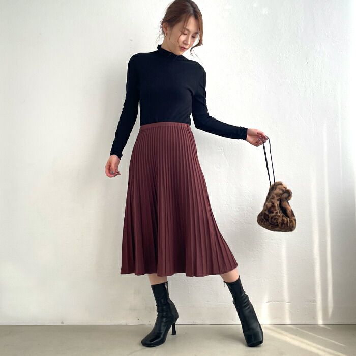 日本 ihuu - 百搭氣質針織百摺裙-灰