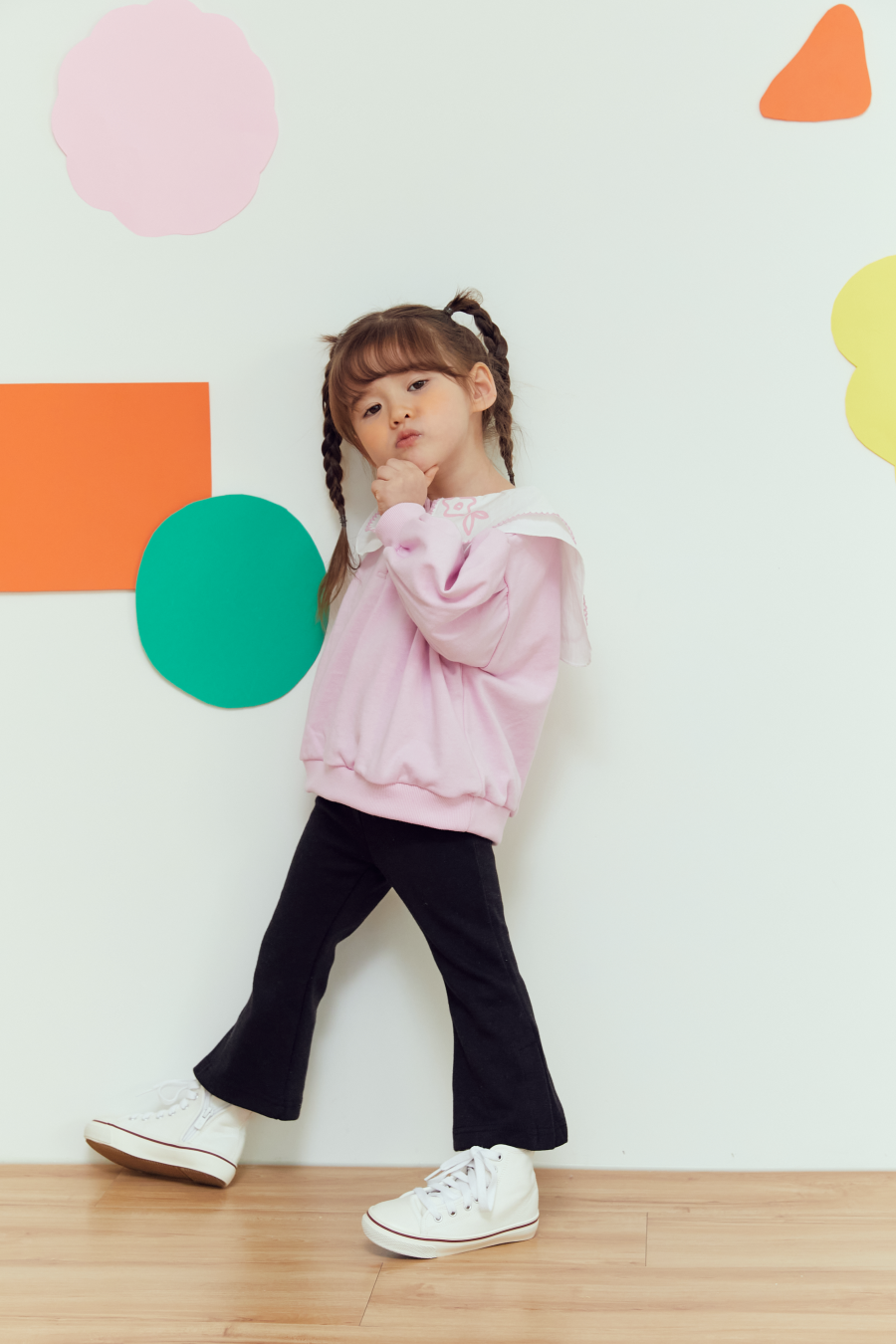 韓國 MINIATURE - 蘋果彈力喇叭褲-黑