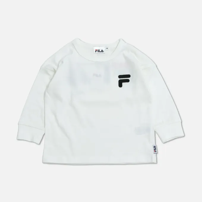 日本 Chil2 - FILA聯名 品牌刺繡長袖上衣-LOGO-白