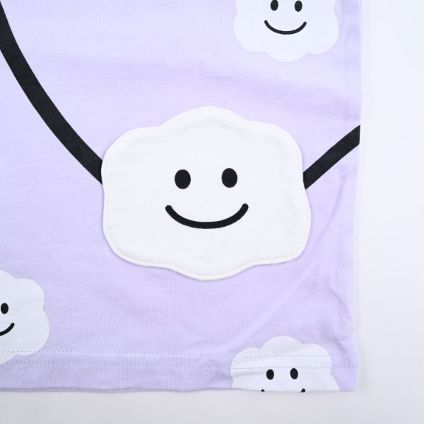 日本 Baby Room - 笑臉雲朵包包短袖上衣-粉紫