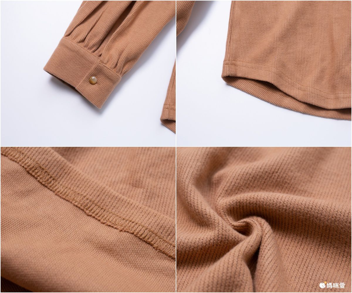 蕾絲拼接綁帶長袖上衣-卡其色