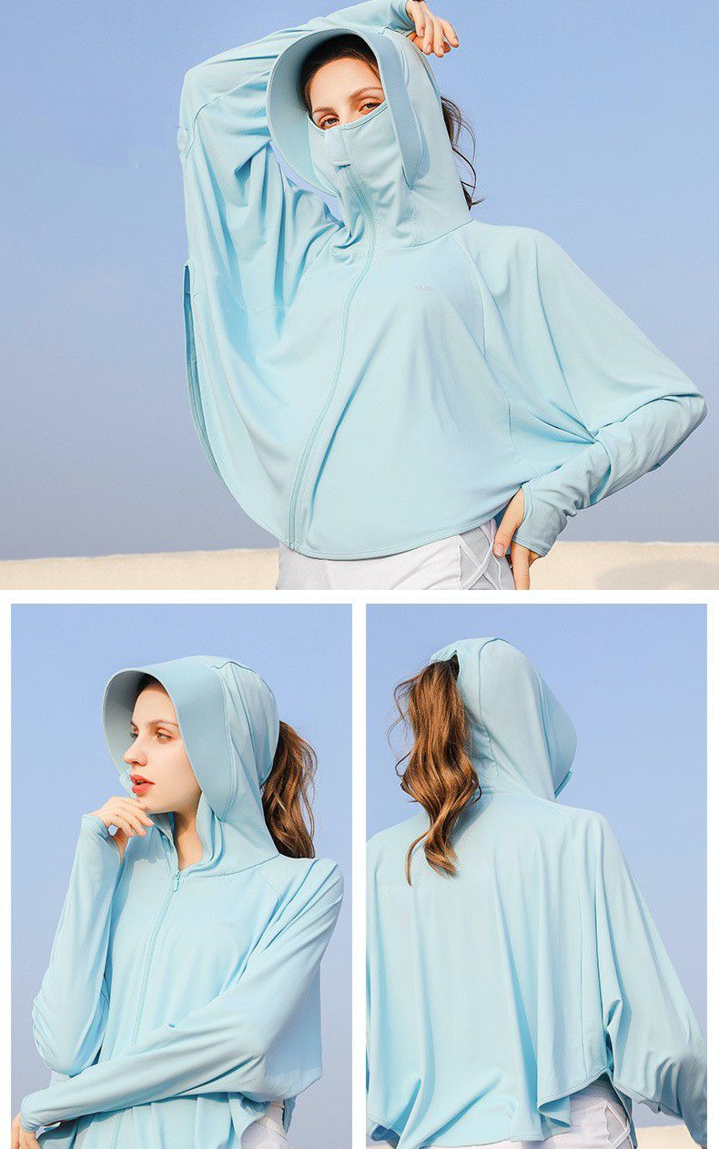 抗UV輕薄防曬連帽外套-寬鬆版-薰衣草紫-無logo