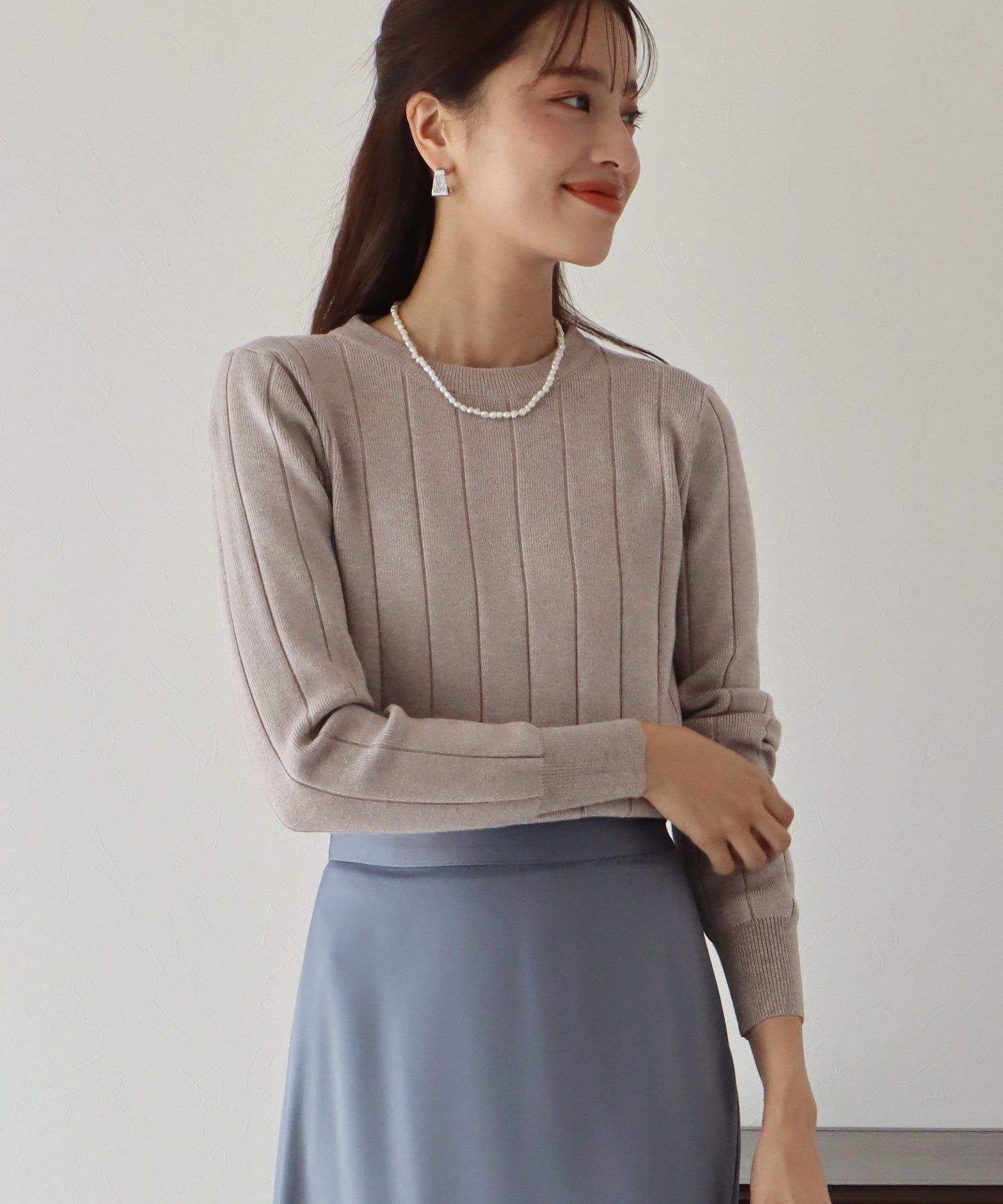 日本 BLUE EAST - 圓領粗羅紋針織上衣-紅