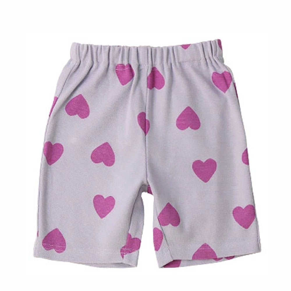 百搭印花彈力休閒短褲-愛心-淺紫