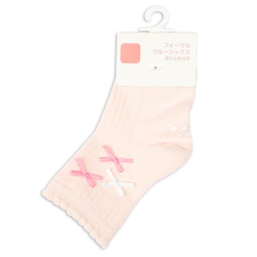 正裝襪-緞面蝴蝶結-粉紅色 (9~14cm)