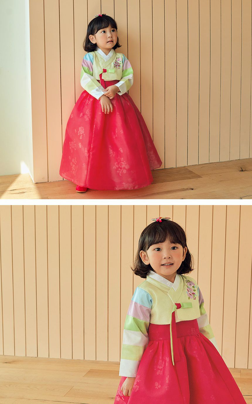 韓國 yedam - 女寶韓服-淺黃X紅-不含頭飾