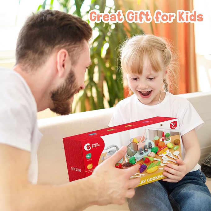 CuteStone - 仿真鍋具切切樂套裝玩具44件組 (盒損福利品)