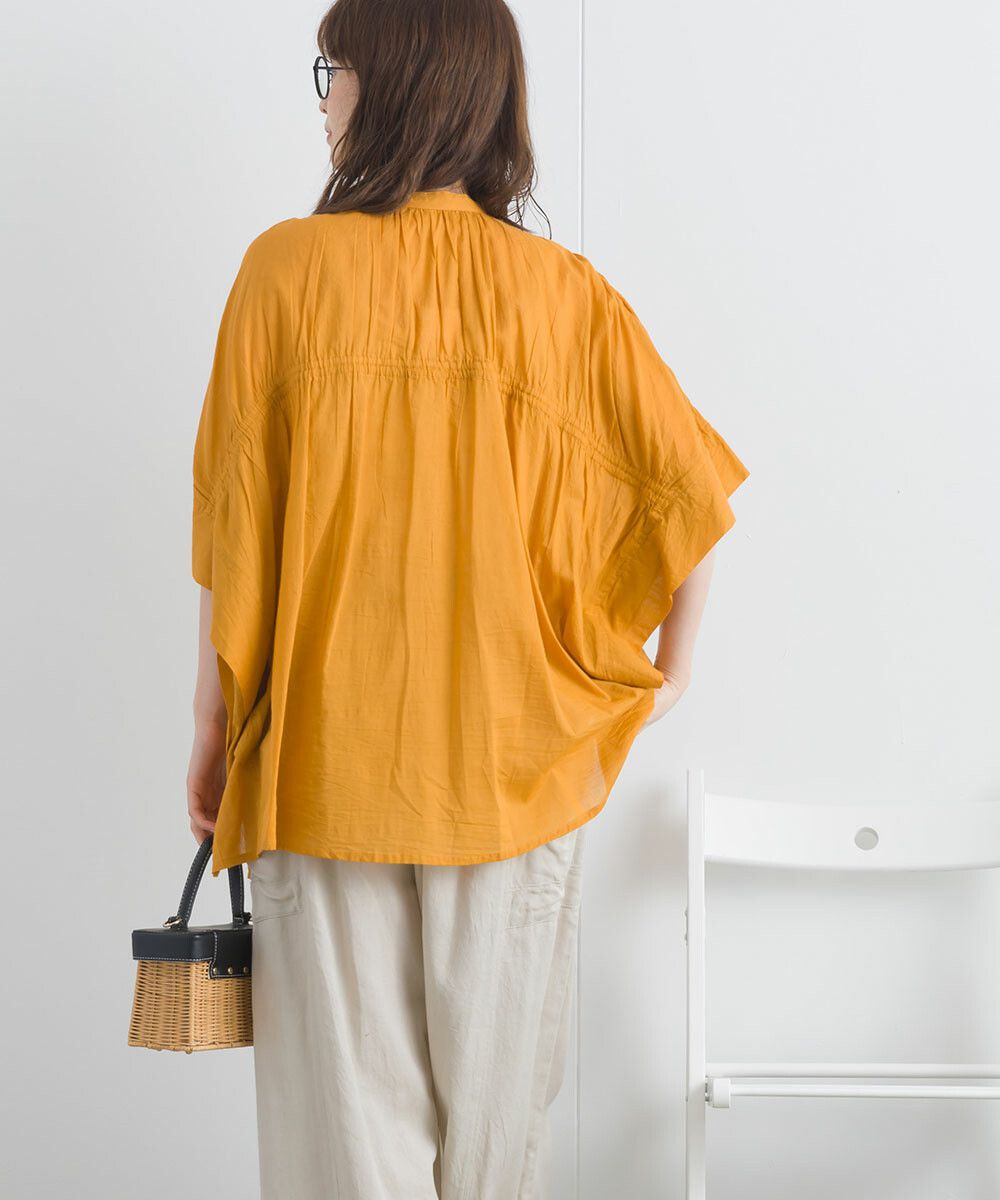 日本女裝代購 - 100%印度棉 質感百搭落肩短袖襯衫-經典黑