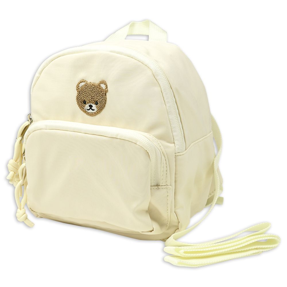 防走失背包-小熊刺繡-象牙白色