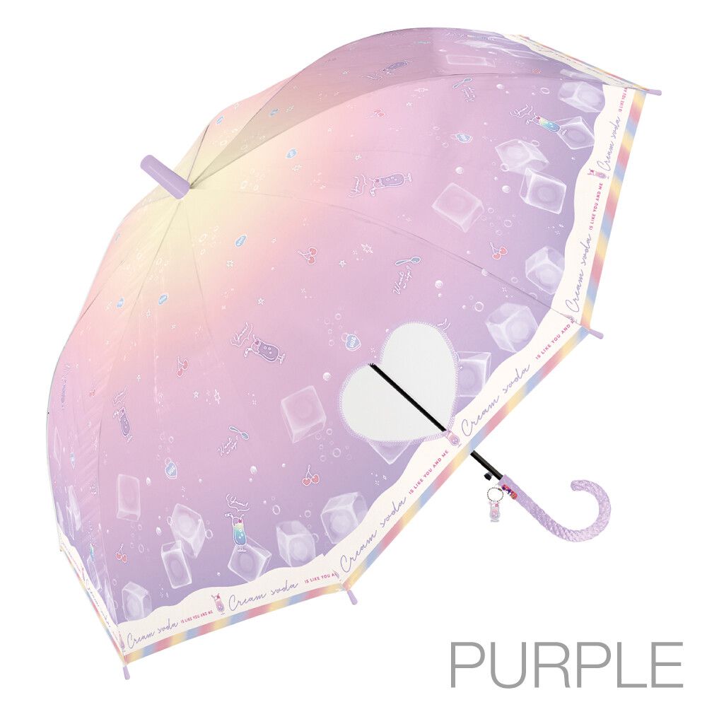 日本中谷 - 透明窗設計兒童雨傘/直傘-冰淇淋蘇打-水藍 (55cm(身高130cm以上))