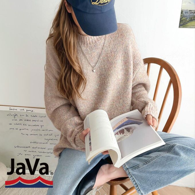 日本 Classical Elf - Java 溫柔感羊毛混紡針織上衣-水藍白