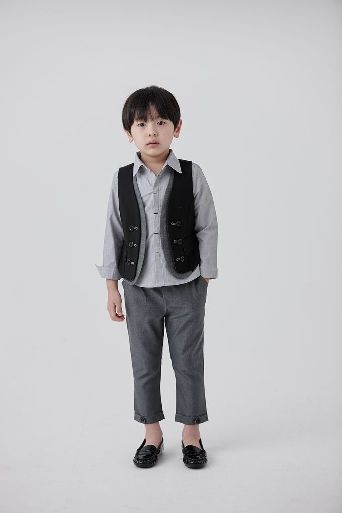 韓國 Coco Bang - 胸前品牌刺繡翻領長袖襯衫-白