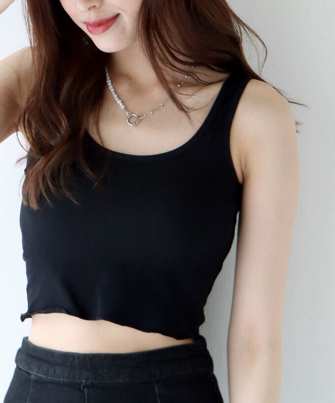 日本 BLUE EAST - 短版無袖背心/上衣(附Bra)-米杏