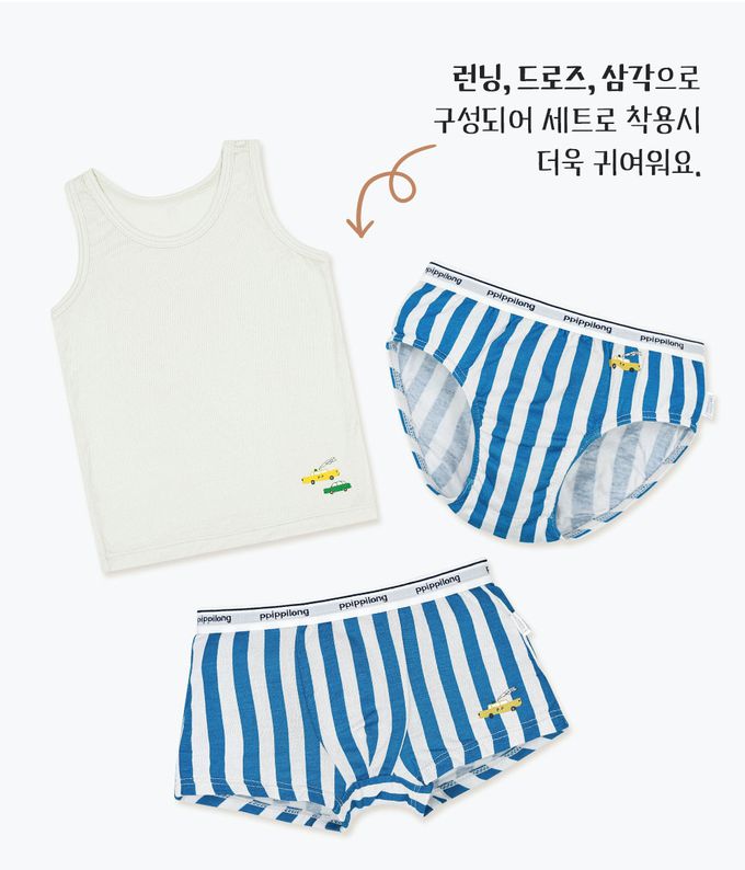 韓國 Ppippilong - 莫代爾親膚四角褲(男寶)-直紋車車