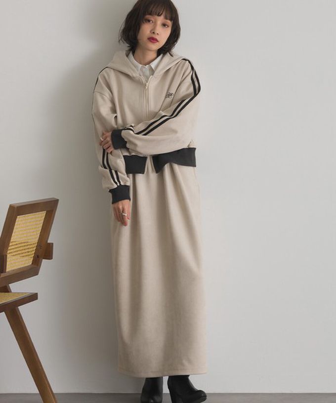 日本 ELENCARE DUE - 麂皮俐落雙拉鍊短版連帽外套-炭灰