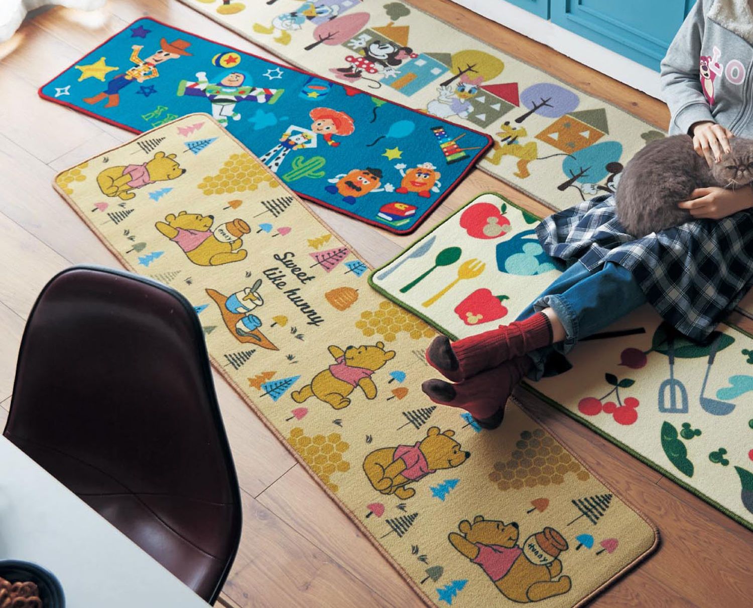 日本千趣會 - mini labo 去泥污腳踏墊-法蘭西花朵-藍綠