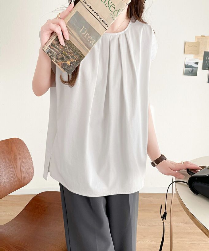 日本 Classical Elf - 接觸涼感 柔美皺摺法式袖上衣-黑