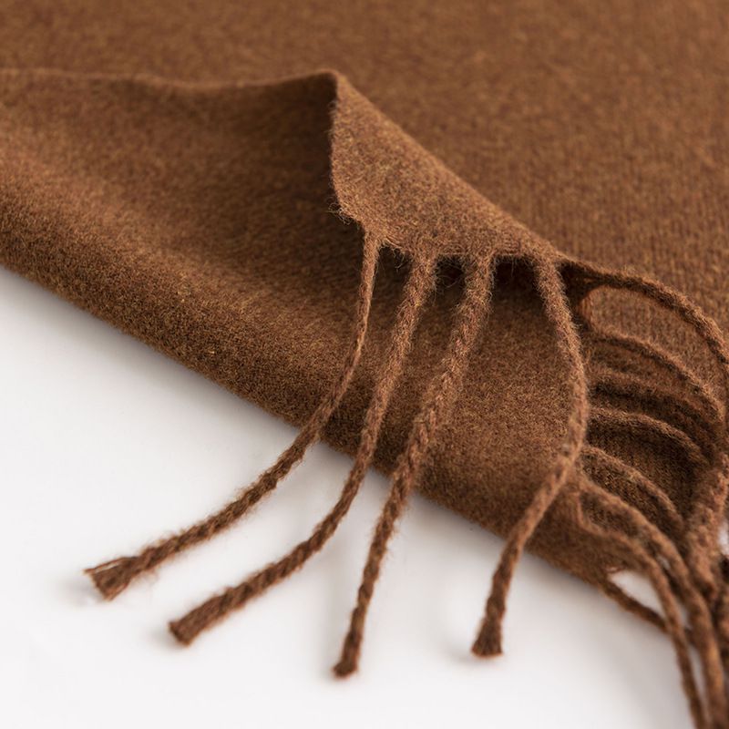 馬卡龍素色仿羊絨流蘇暖暖圍巾-奶咖啡色 (200x65cm)