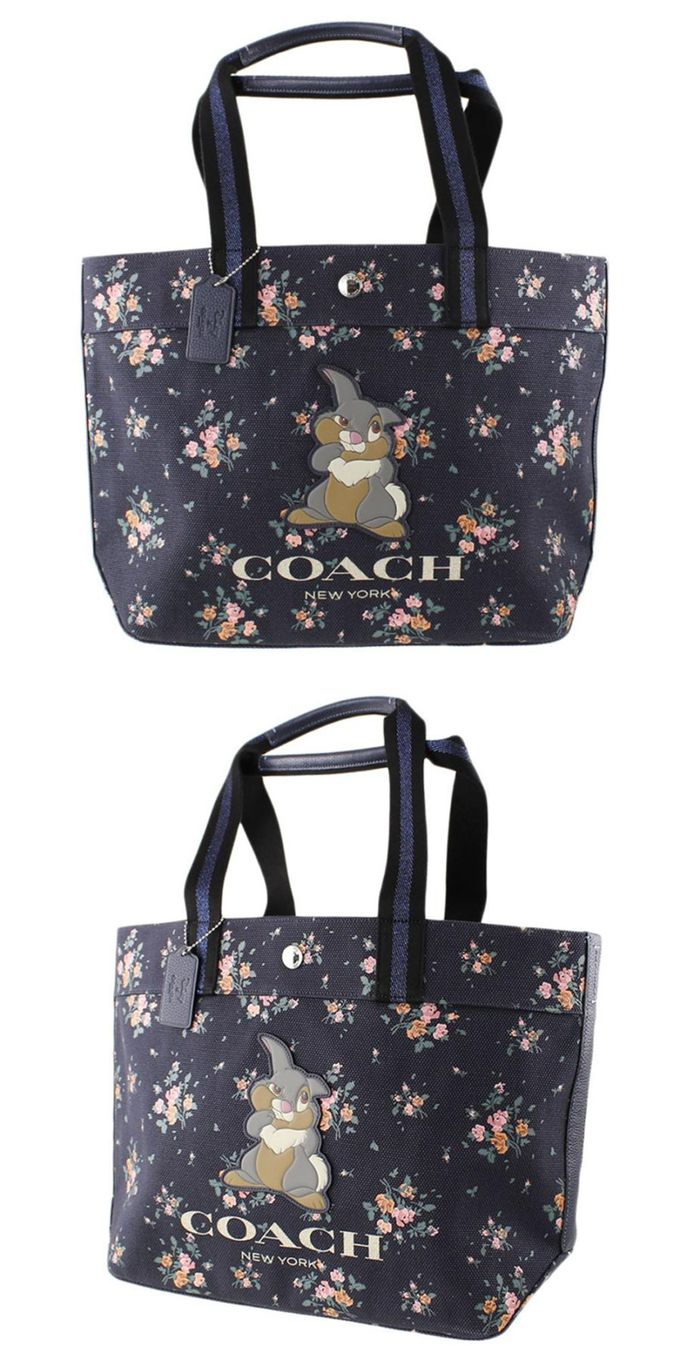COACH - 桑妮兔聯名帆布托特包 (黑底花朵)
