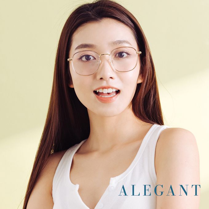 ALEGANT - 韓流復古釉光金溫莎圈橢圓光學框UV400濾藍光眼鏡