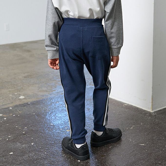 日本 b-ROOM - 側邊線條運動風束口長褲-銀灰