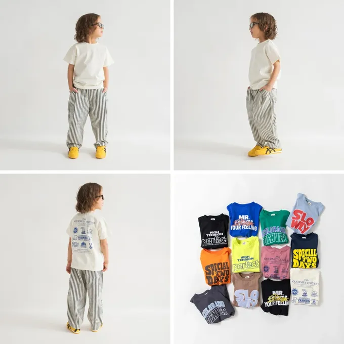 日本 BRANSHES - 100%棉 簡約印花短袖上衣-背後英文-黑