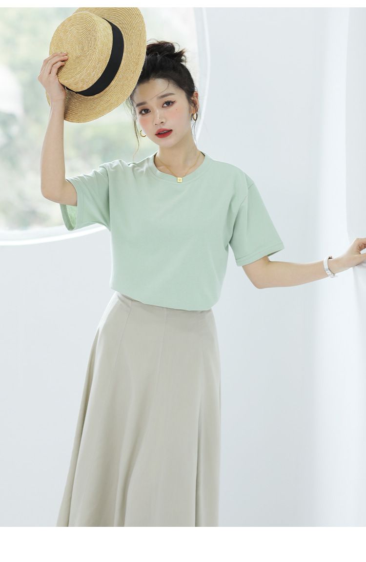 寬鬆圓領短袖上衣-橘色