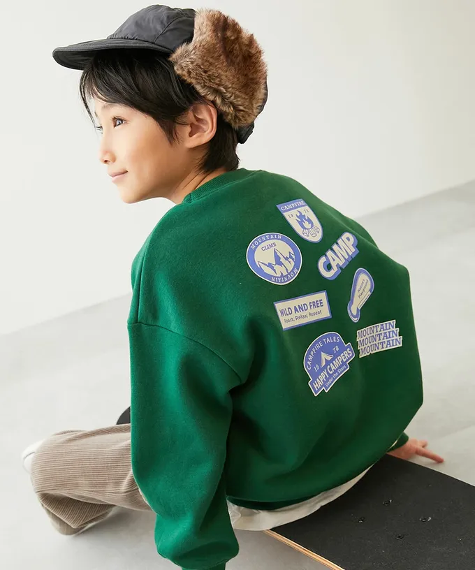 日本 devirock - 熱銷定番 裏起毛落肩大學長袖上衣-獵豹-灰黑