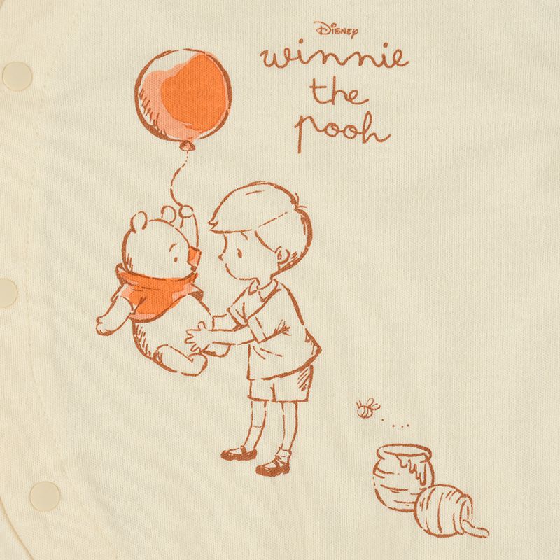 akachan honpo - 長袖連身衣-小熊維尼-象牙白色 (50~60cm)