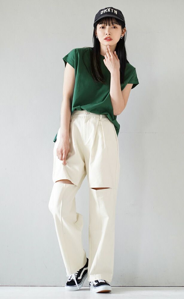 日本 zootie - 抗透汗 純棉圓領短袖上衣-米白 (M-L)