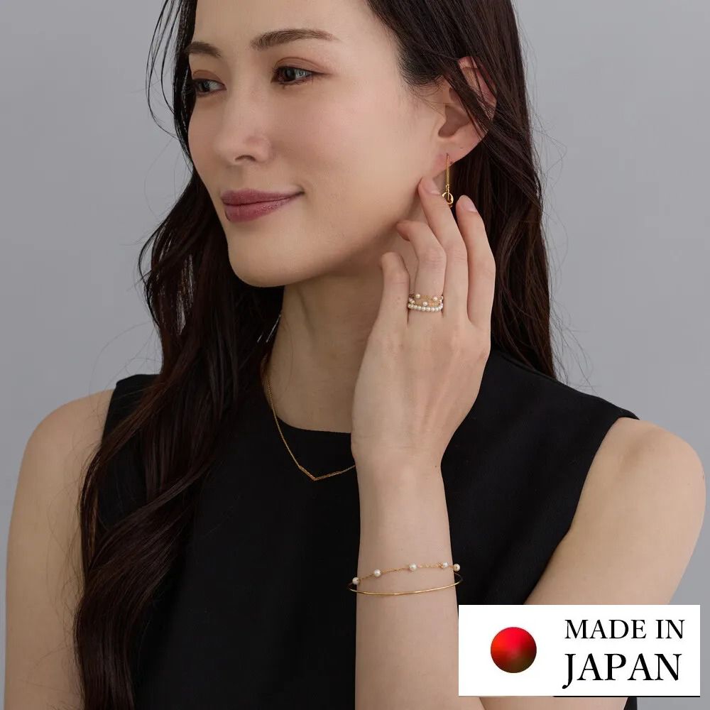 日本製 柔美細緻雙層手鏈-珍珠鏈條-金