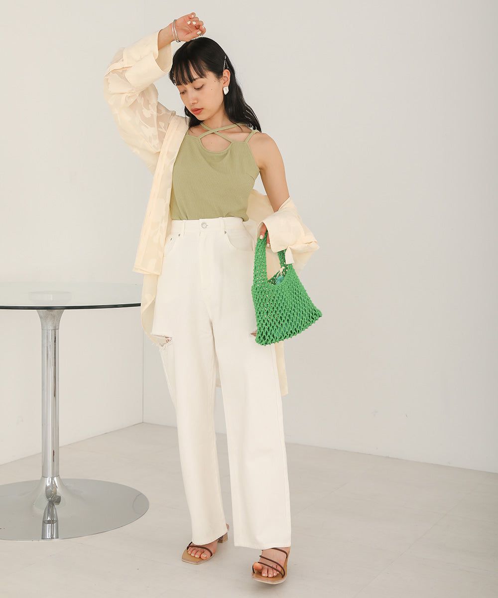 日本 Bab - 2WAY羅紋彈性內搭(附bra)-黑