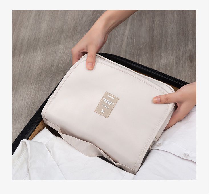 多功能懸掛式化妝包/盥洗包-米灰色 (24x9.5x20cm)