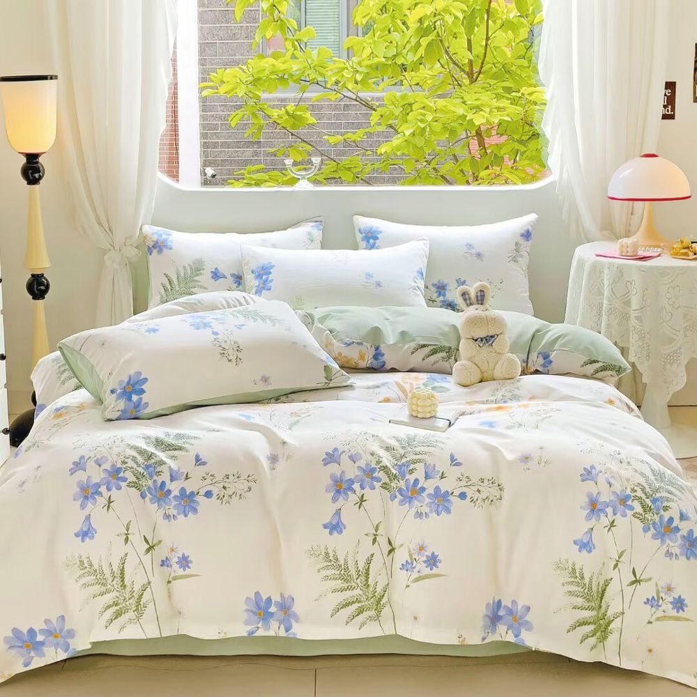 台灣製 極致純棉寢具組-幽幽仙草-雙人三件式床包組