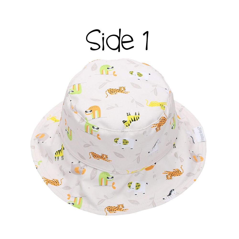 加拿大 flapjackkids - 雙面輕量遮陽帽/防曬帽-動物園/灰