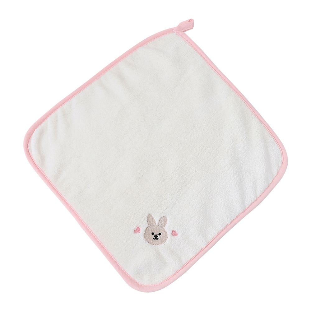 3條入-珊瑚絨吸水多功能小方巾 擦汗巾 擦手巾-兔頭+隨機2條 (25*25cm)