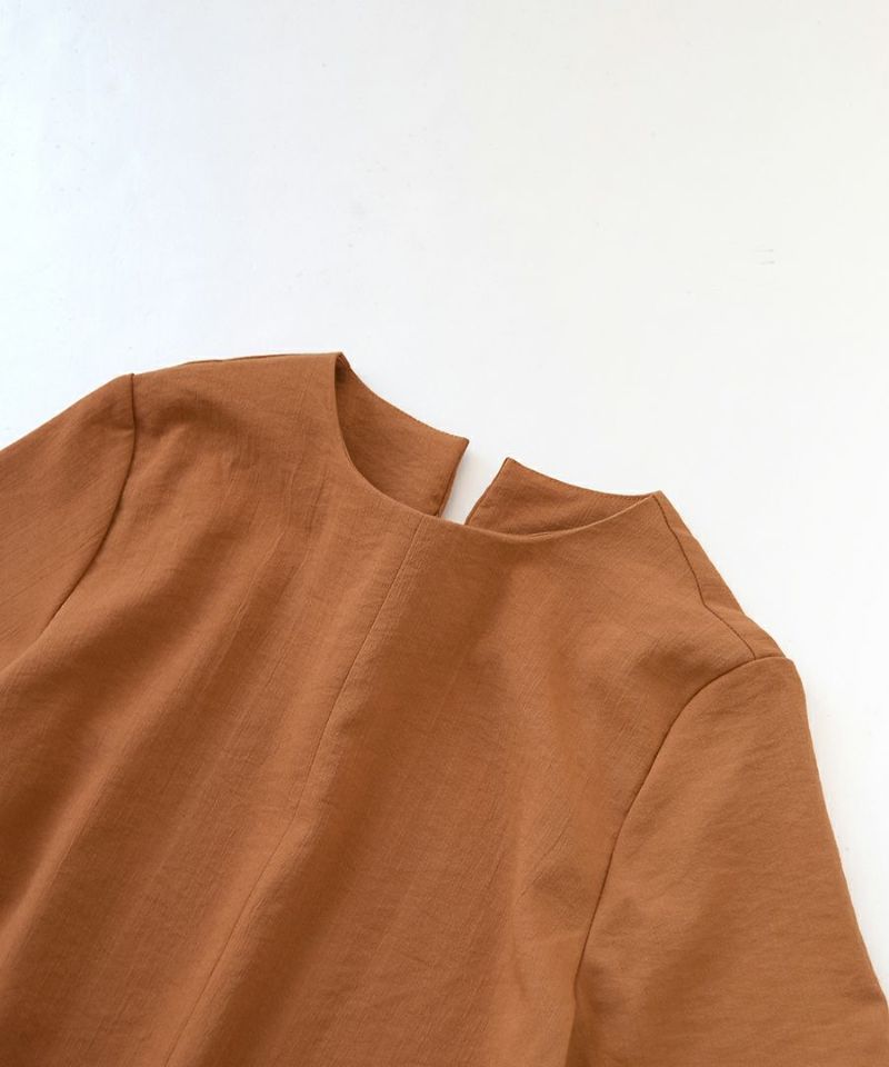 日本 zootie - 亞麻感俐落剪裁短袖洋裝-黑